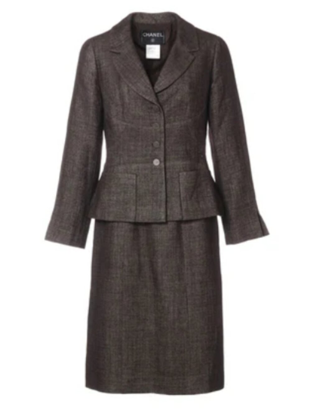 Vintage CHANEL Pre-Fall 1999 Brown Wool Skirt Suit